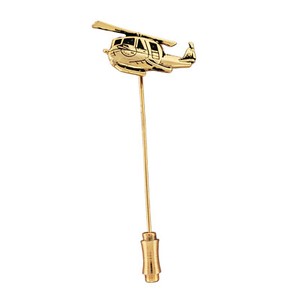 Vintage Helicopter Stick Pin Gold Tone Aviation Tie Tack Lapel Hat Pin