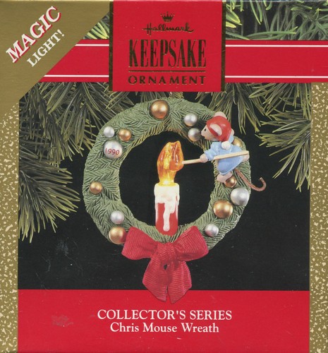 Chris Maus Kranz 1990 Magic Light 6. in Serie Hallmark Ornament Vintage in Box - Bild 1 von 4