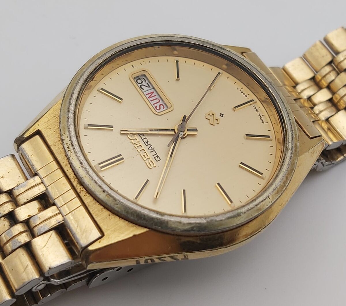 PROJECT TO FIX SEIKO SQ 7546 8030 QUARTZ GOLD DATE MENS PROJECT TO FIX SEIKO SQ 7546 8030 QUARTZ GOLD DATE MENS