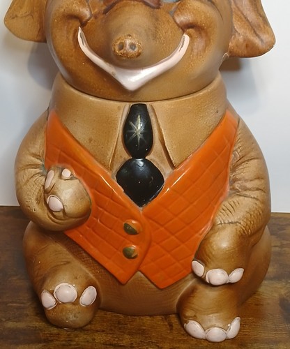 Vintage Bingo der Elefant Keksdose ausgefallene Weste & Krawatte - adretter Hut - winkend - Bild 8 von 23