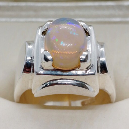 Natural Ethiopian Opal White Opal Multi Color Big Fire Opal Stone Rare Opal Ring image 2