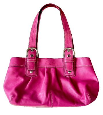 バッグ Vintage Coach Leather Hampton Soho Bag Vintage COACH Hamptons Soho Hot Pink/Fuchsia Leather Satchel