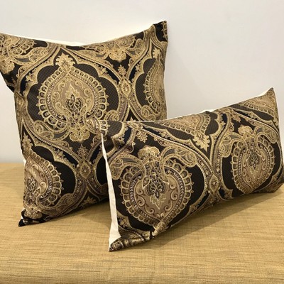 18 20 Moroccan Fabric Brown Gold Cushion Pillow Cover Handmade