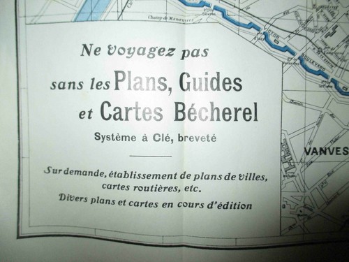 ancien plan de Paris Bécherel imprimerie Hubert début XX ème - Picture 4 of 6