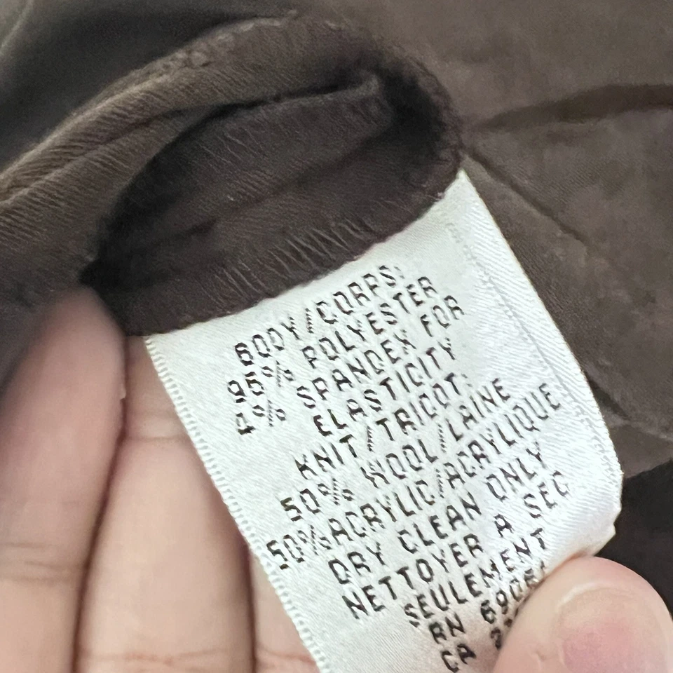 Vintage Talbots Womens Hybrid Jacket Sweater Size 18 Brown Sueded 1/4 Zip Wool - Image 3 of 4