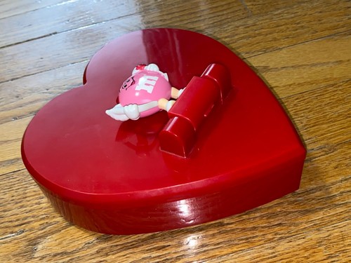 Vintage 1991 M&M’s MUSICAL Red Heart Pink Cupid M & M Valentines Candy Container - Picture 3 of 11