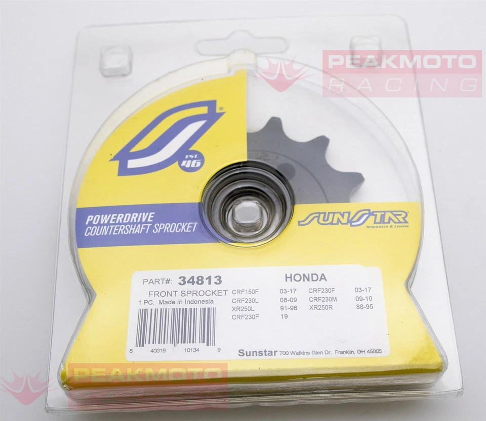 SUNSTAR 34813 13T Steel Countershaft Front Sprocket Honda CRF150F CRF230F XR250L - Image 2 of 2