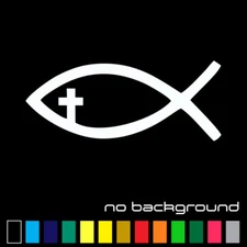 Jesus Fish Sticker Vinyl Decal - Christian God Religion Cross Wall Car Window