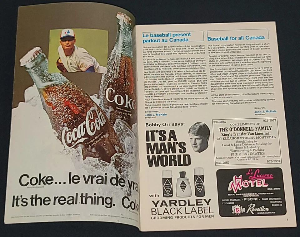 APRIL, 1971 MONTREAL EXPOS vs HOUSTON ASTROS MLB JARRY PARK - Vol 3 No 1 PROGRAM - Image 3 of 4