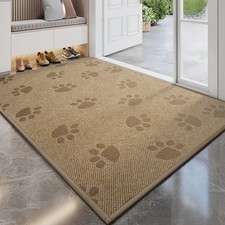 Door Mat Indoor Entrance 17", Thin Paw Print Low Pile Doormat, Non