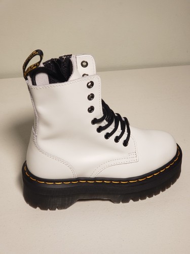 Botas de combate Dr Martens de cuero blanco con cremallera plataforma Jadon para mujer talla 5 - Imagen 5 de 16