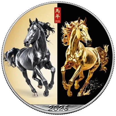 Silbermünze Silver Eagle Year of the Horse 2026 - USA - 1 Oz ST in Farbe - Bild 1 von 3