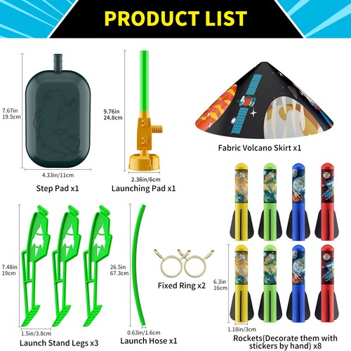 Toys Rocket Launcher for Kids - Launch up to 100 Ft, 8 Multi-Color Foam Rocke... - Picture 8 of 8