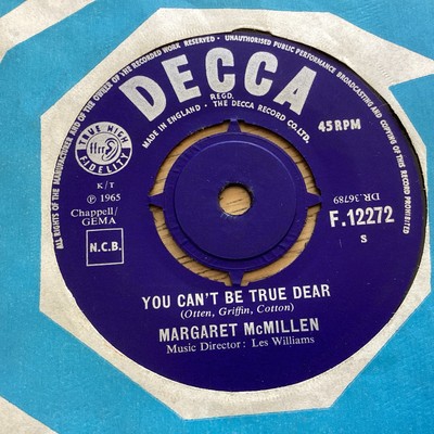 Margaret McMillen: You Can t Be True Dear Rare EX/EX 7  Single Free UK Post