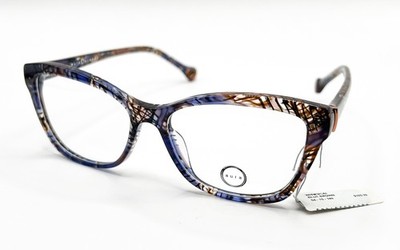 NEW AURA EYEWEAR WHIMSICAL BLUE BROWN AUTHENTIC EYEGLASSES 54-15
