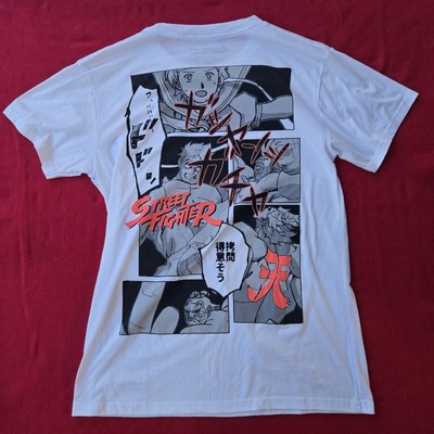 Capcom Street Fighter Comic Graphic Men s M Double Sided Graphic Tee Gamer White