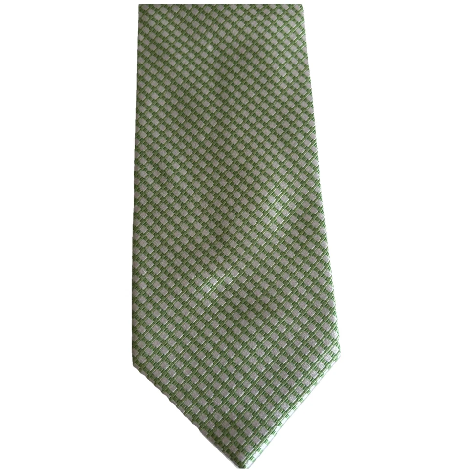 "Corbata Jones New York para hombre jacquard de seda verde menta y crema forrada 59"" X 3,5""" Foto 2 de 4