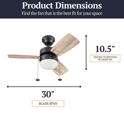 Rawling, 30 Inch Contemporary Indoor LED Ceiling Fan with Light, Pull Chain, ... - Picture 6 of 9