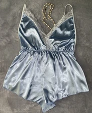 NEW Glossy Wet Look  Satin Teddy Romper Bodysuit XL Lacy Elegant Lingerie