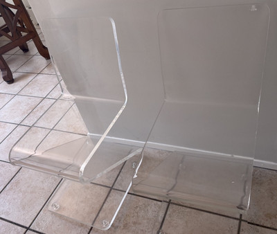 Bent Thick Heavy Lucite Side Z Dining Side Chair Mid-Century Modern