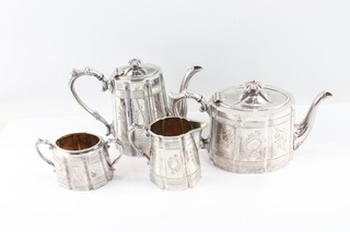 Silver Plate Four Piece Tea Set Heart and Co LTD Harts The Silversmiths 2058g