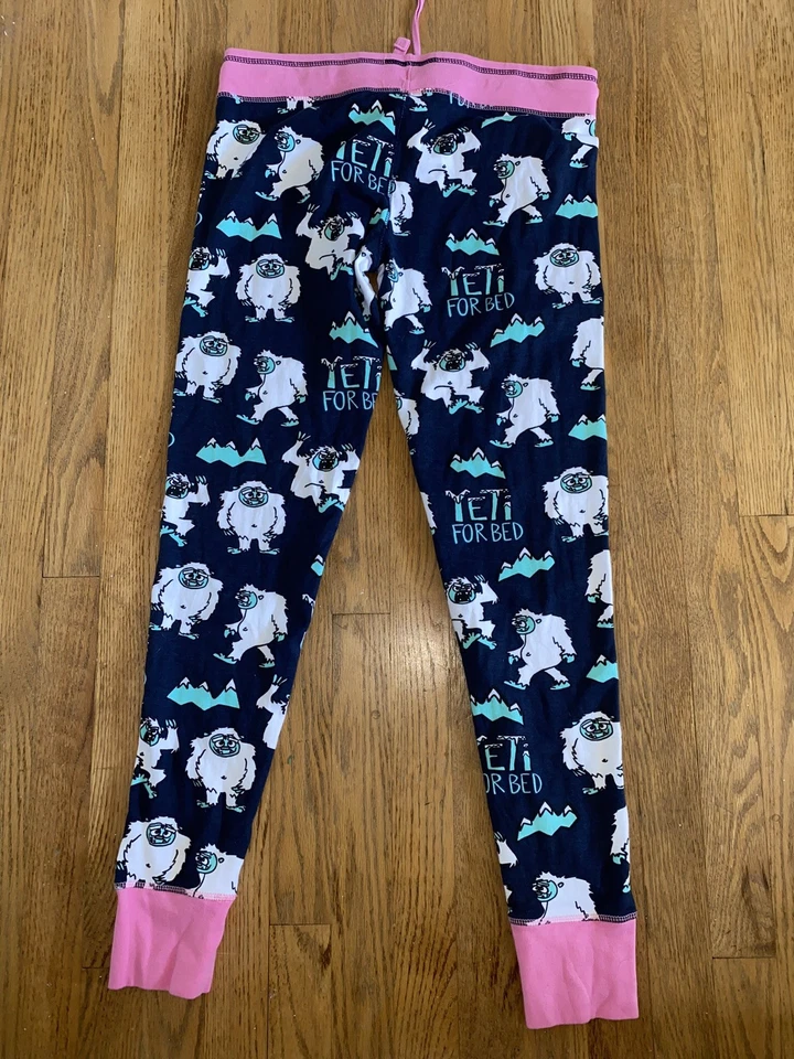 Lazy One “YETI FOR BED” Women’s M Long John Pajama Pants Blue Pink W/Graphics - Image 3 of 4
