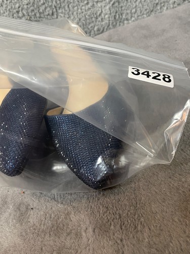 Alex Marie Evening Shoes Womens 9M Sling Back Heels Navy Blue Crystals Cushioned - 第 12/12 張圖片