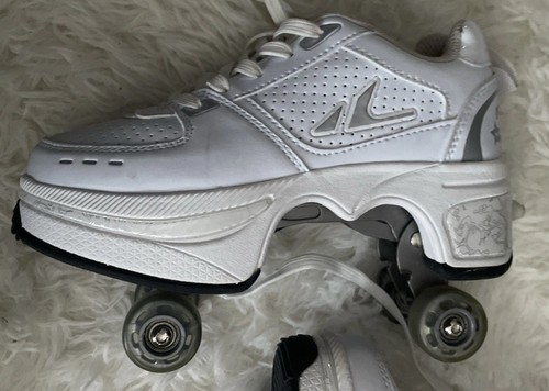 Agloat Women’s Skate Shoes Retractable Rollers Pop Out White Size US 4 - Picture 2 of 8