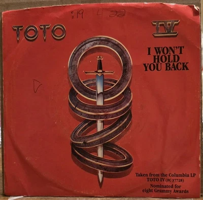 Toto: I Won't Hold You Back - NM/VG | 1982 Pop Rock 45rpm DJ Promo - Columbia - image 1 of 4