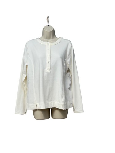 Camiseta para mujer Liz Claiborne imitación henley, crema, talla M - Imagen 10 de 10