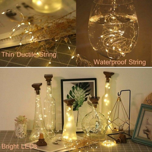 5pcs Solar Powered Bottle Lights 20 LED Cork Lights Wine Bottles Square Shaped - Picture 3 of 16