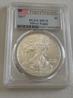 2017 American Silver Eagle First Strike, Certified PCGS MS70 Bright White Coin