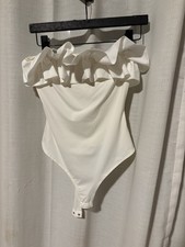Altar  d State Off The Shoulder Ruffled Bodysuit White Size Small