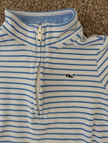 Vineyard Vines Blue white stripe 1/2 zip mock neck sweatshirt size 5 - Picture 2 of 4