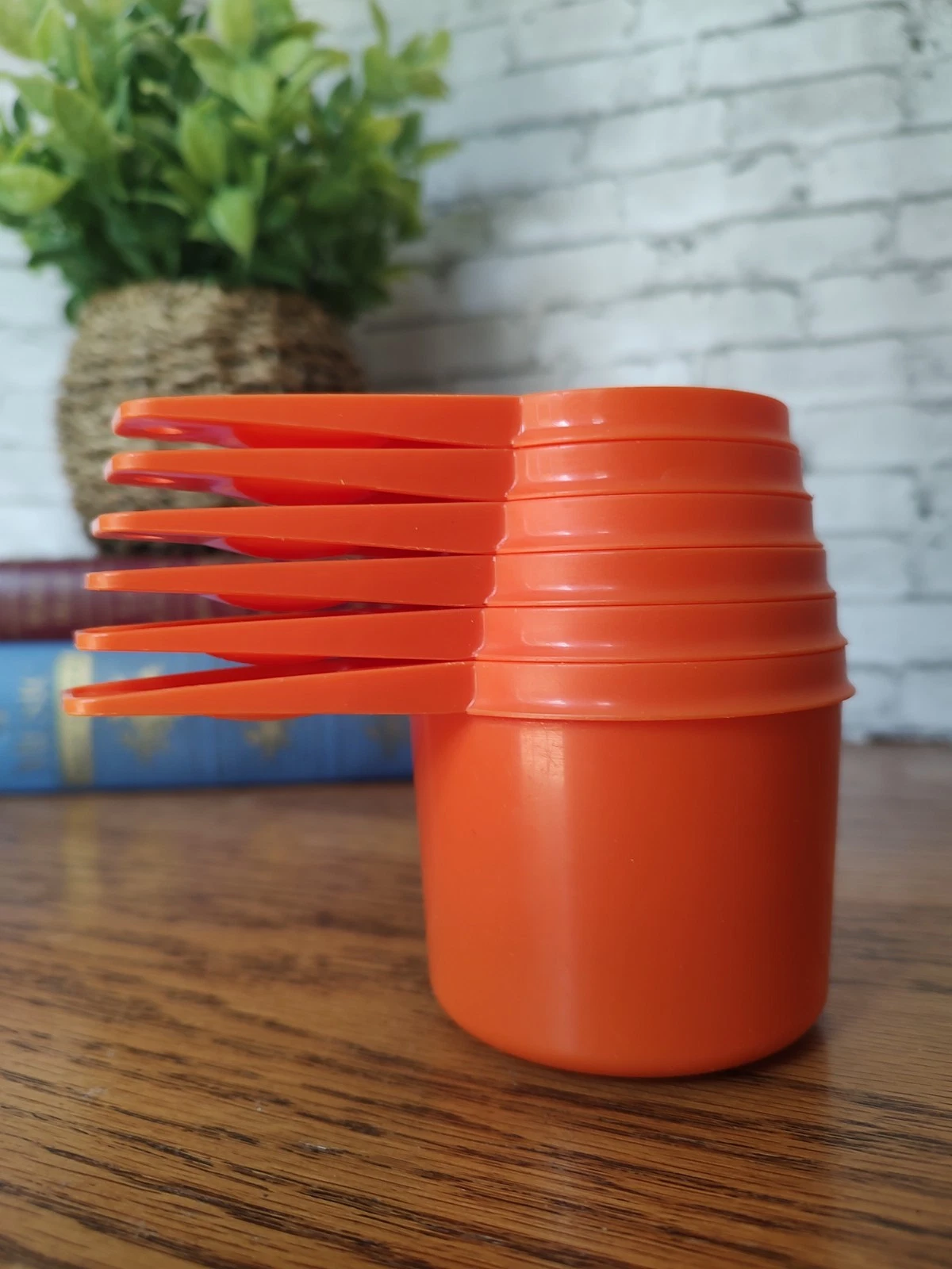 Vintage 70's TUPPERWARE Complete Set (6) Harvest Orange Stacking Measuring Cups