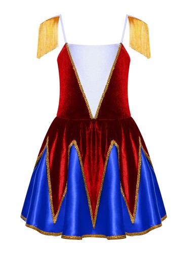 Kids Girls Ringmaster Fancy Dress Halloween Majorette Tassels Dance Leotard - Picture 21 of 87