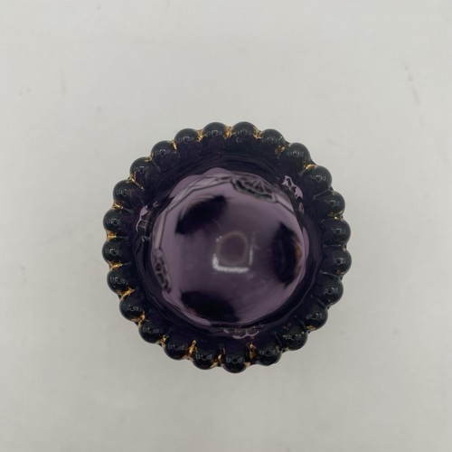 Antique Riverside Croesus Amethyst Gold Glass Footed Toothpick Holder c1897 EAPG - Picture 5 of 13