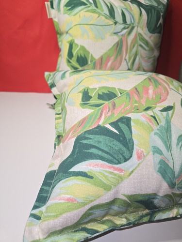 (2) Allen + Roth Outdoor/Indoor Tropical Palm Leaves Throw Pillow - 16” x 16” - Picture 6 of 12