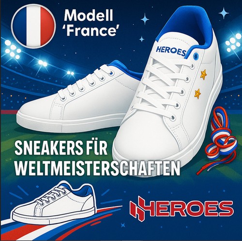 HEROES Zapatillas Zapatos de Cordones Blanco Azul Francia Deporte Andar Talla 44 - Imagen 1 de 8