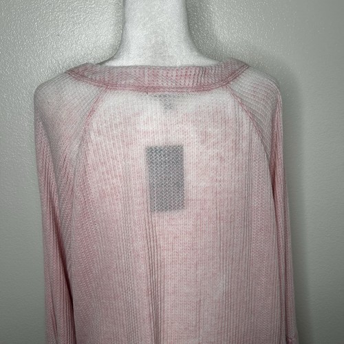 New Seven7 Womens Pink Ombré Thermal Waffle Knit Shirt Bell Sleeve Plus Size 2X - Picture 7 of 10