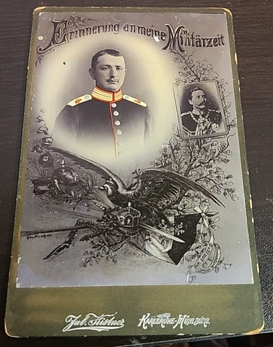 WW1 German Army Military Uniform Photo Photograph Cabinet Card w/translation