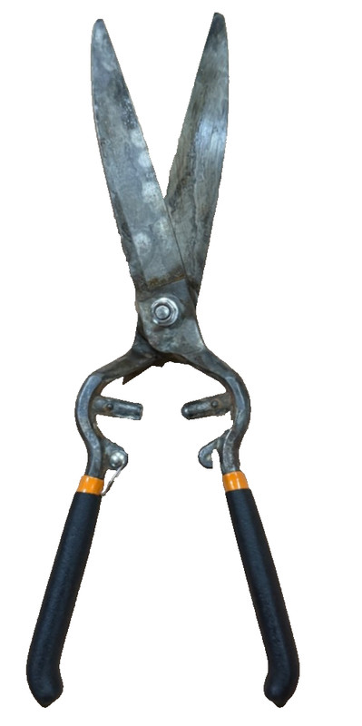 “Vintage Spring‑Loaded Hedge Clippers , Topiary trimmers Black Handle w/orange”