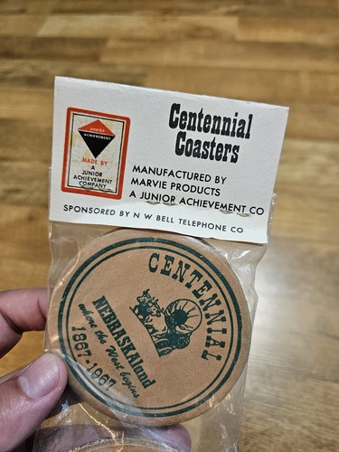 Vintage 1967 Centennial Untersetzer NEBRASKALAND Old West Leder 4er Set Hergestellt in den USA - Bild 5 von 6