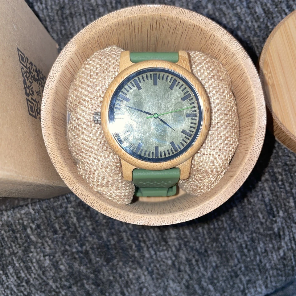 Genuine BOBO BIRD Luxury Wooden Womens & Men Watch Green Needs Battery New - Image 2 of 4