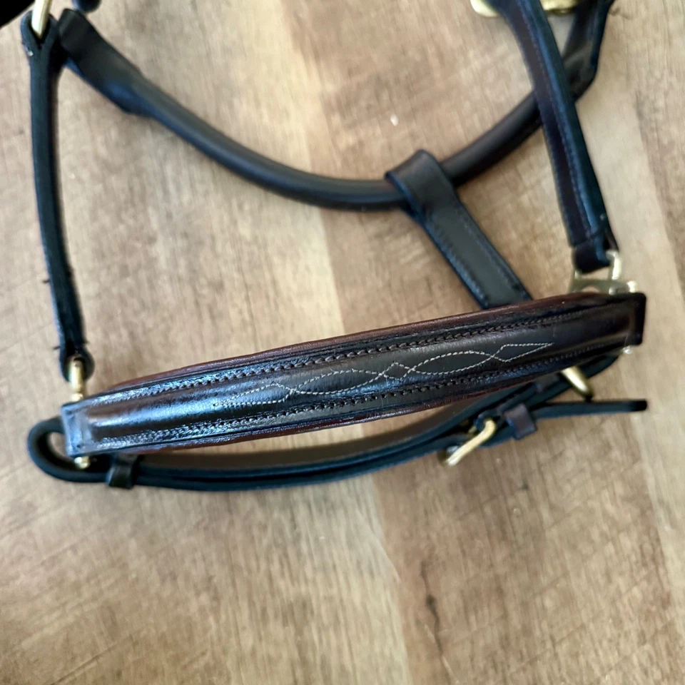 Halter acolchado Plymouth de SmartPak Pony cuero marrón elegante costura elevada Foto 4 de 4