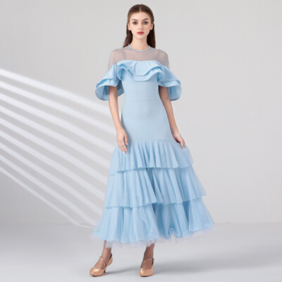 Latin Ballroom Dance Dress Modern Salsa Waltz Standard Long Dress#C068 4 Colors