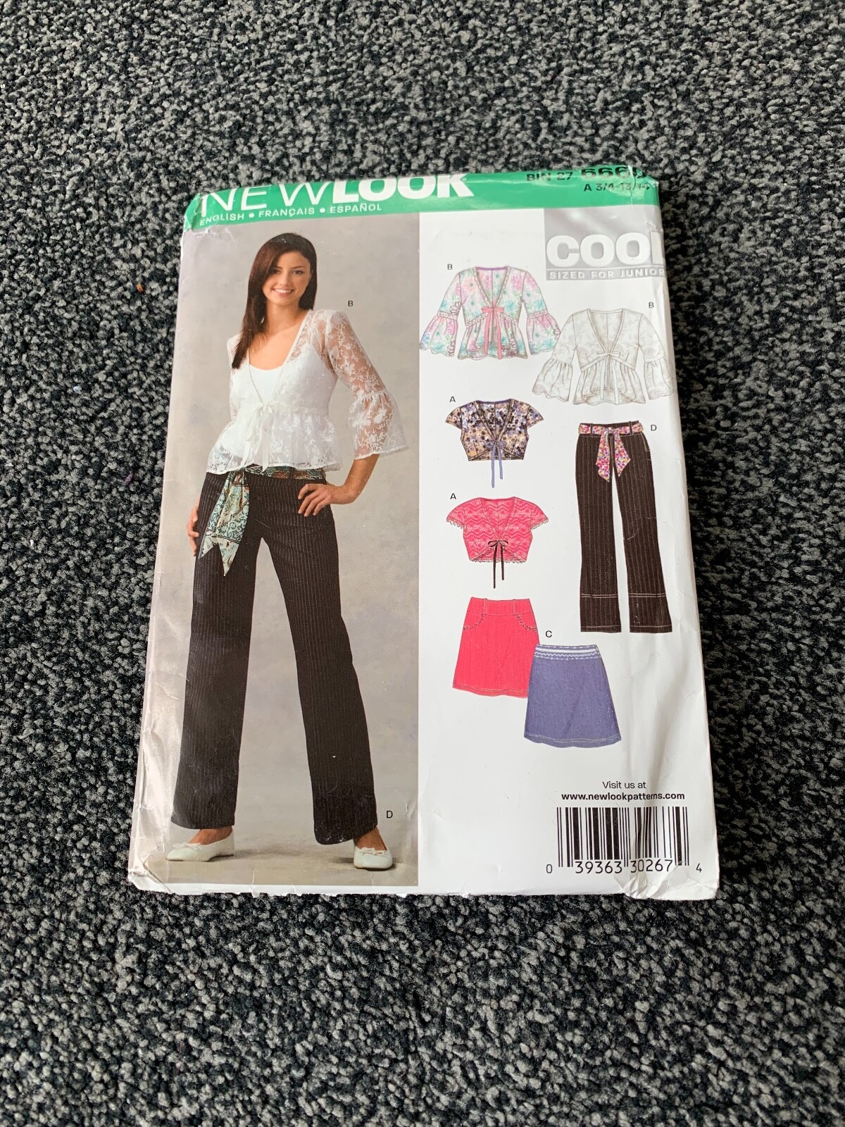 New Look 6660 Sewing Pattern Juniors Pants Skirt Tops Size 3/4-13/14