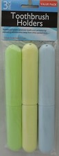 NEW Set of 3 Toothbrush Holders Case Travel Camping Cover Tube Plastic Box