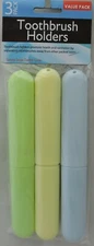 NEW Set of 3 Toothbrush Holders Case Travel Camping Cover Tube Plastic Box
