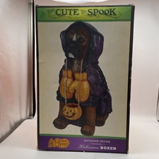 Cracker Barrel Halloween Dog Boxer Statue 20" Spiderweb